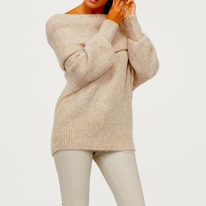 Beige off the shoulder sweater